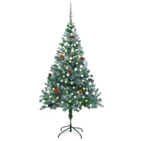 Frosted Christmas Tree with LEDs&Ball Set Pinecones 59.1"
