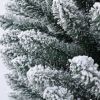 7 Feet Prelit Snow Flocked Pencil Christmas Tree Decoration 150 LED UL Plug Warm Lights 570 Branch Artificial Slim Xmas Tree Indoor Outdoor Home Decor