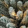 7 Feet Prelit Snow Flocked Pencil Christmas Tree Decoration 150 LED UL Plug Warm Lights 570 Branch Artificial Slim Xmas Tree Indoor Outdoor Home Decor