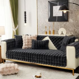 Warm Sofa Bubble Plush Pillowcase Pillow (Option: Black-45x45cm pillow)